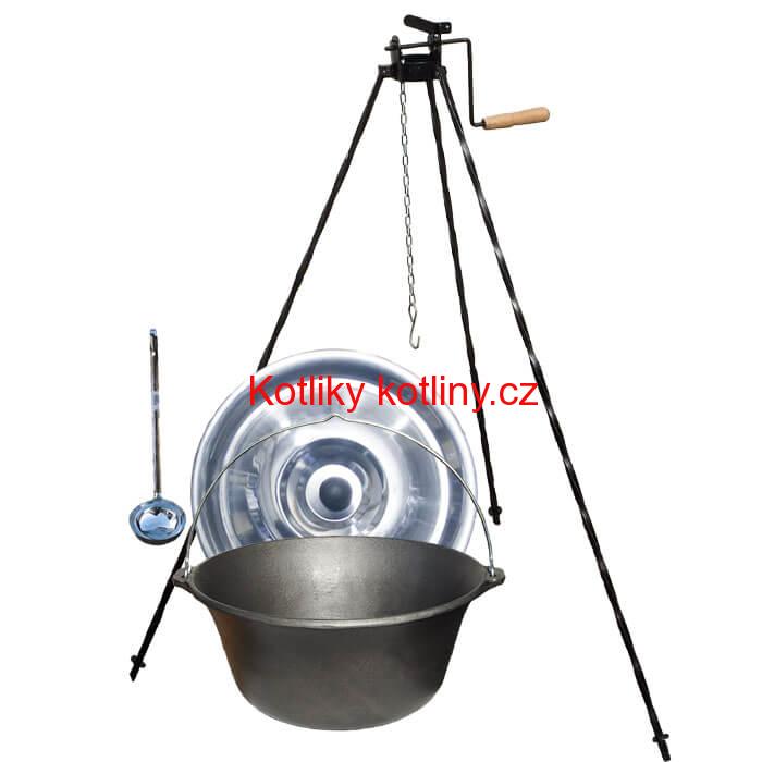 Litinový kotlík 10,8 L + stojan s kladkou VAR