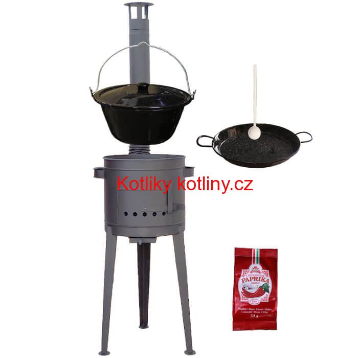 Smaltovaný kotlík 13 L + Paella smaltovaná pánev + vysoká žáruvzdorná kotlina 36 cm PLUS 600