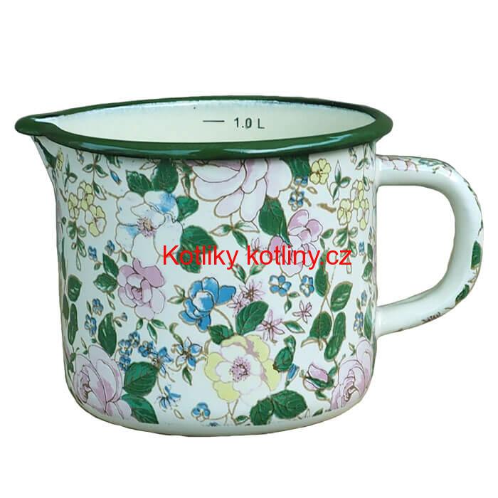 Smaltovaný hrnek s výlevkou 1 L DECOR