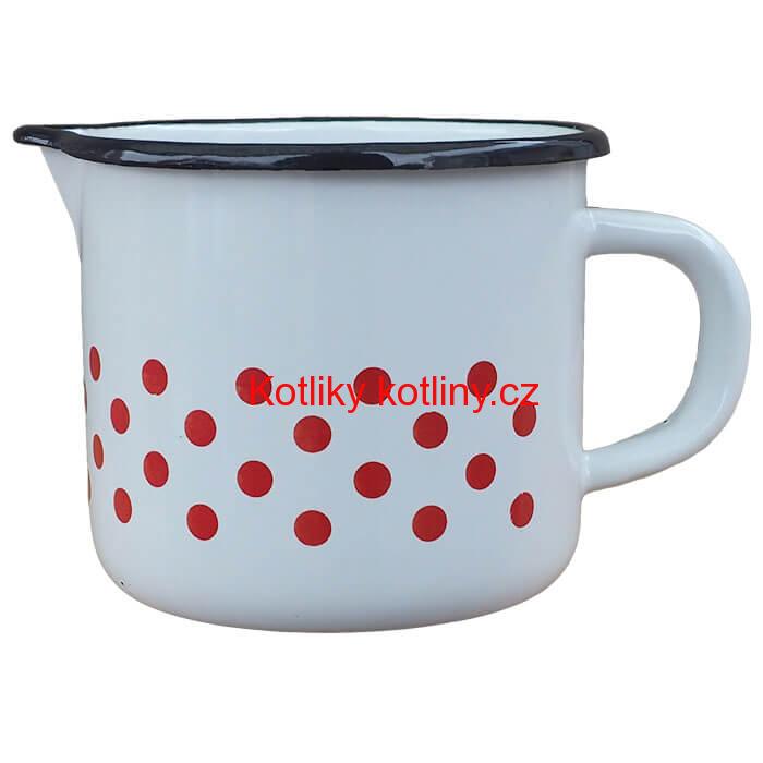 Smaltovaný hrnek s výlevkou 1 L - tečkovaný