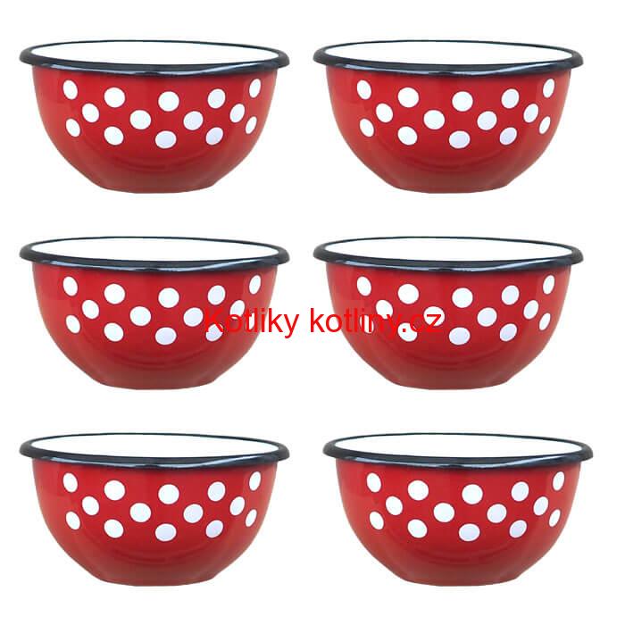 Souprava smaltovaných misek 14 cm 6 ks