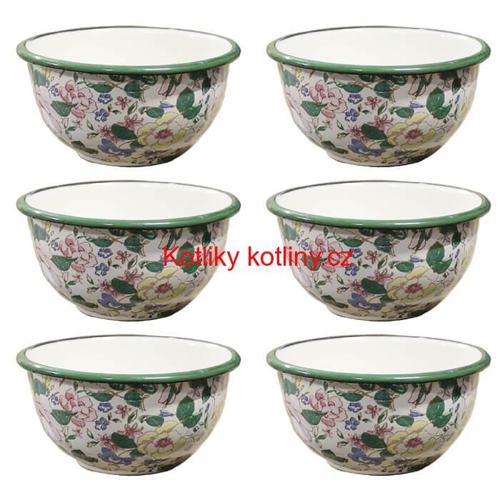 Souprava smaltovaných misek 13 cm 6 ks DECOR