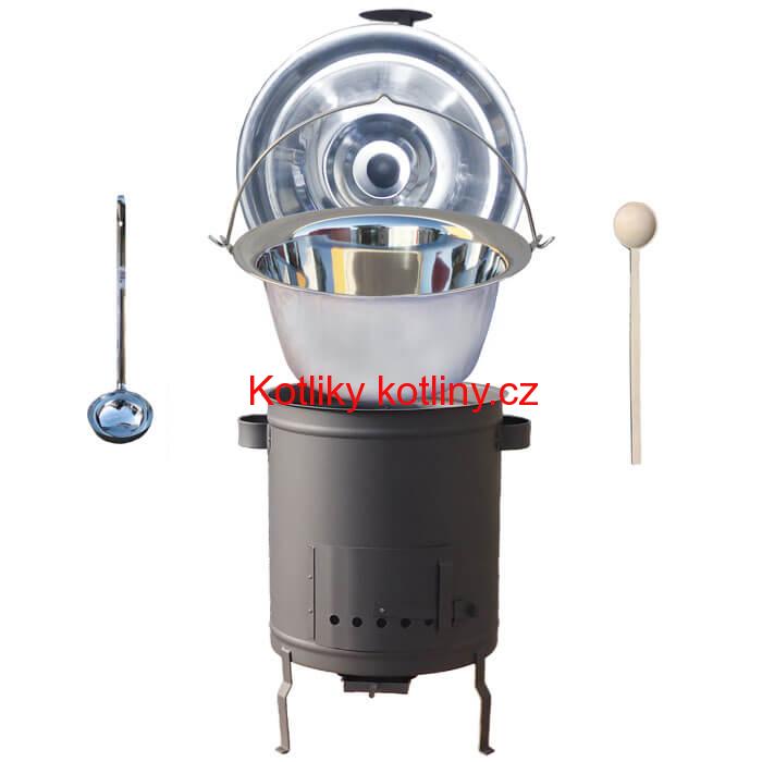 Nerezový kotlík 15 L (1,2 mm) + hrubostěnná (1,5 mm) a žáruvzdorná kotlina 36 PLUS 600
