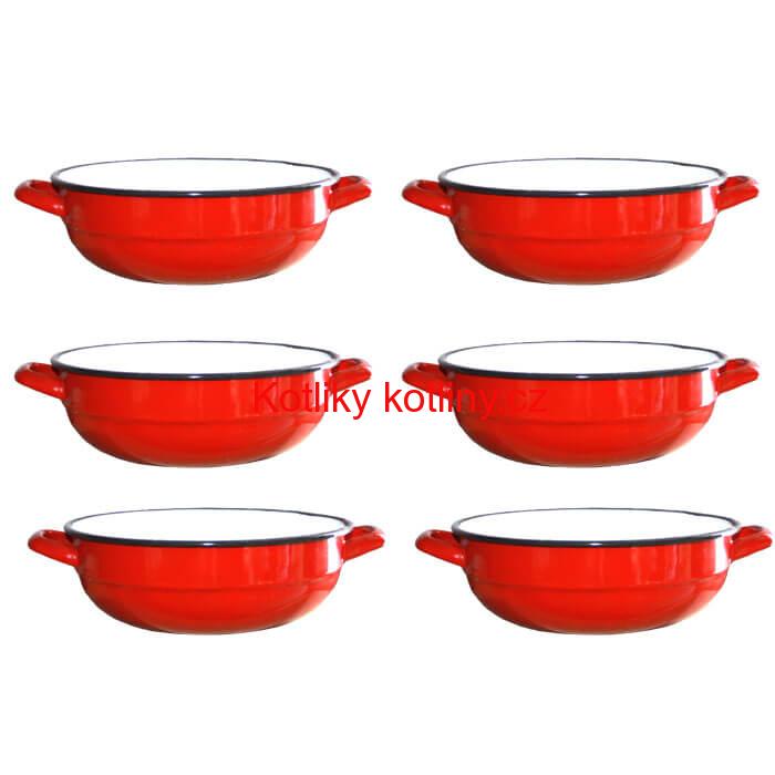 Souprava smaltovaných selských misek 14 cm 6 ks