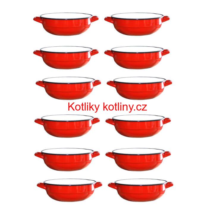 Souprava smaltovaných selských misek 14 cm 12 ks