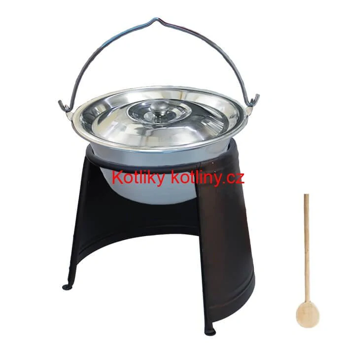 Nerezový kotlík 10 L (0,8 mm) + poklice + chránič plamene