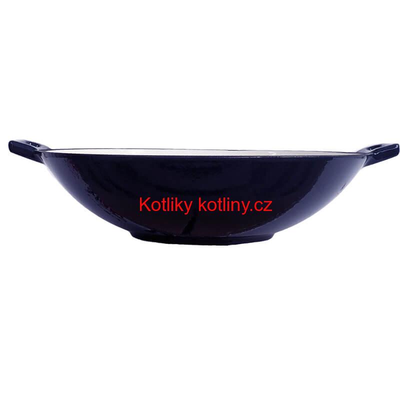 Litinový wok – smaltovaný povrch 37 cm