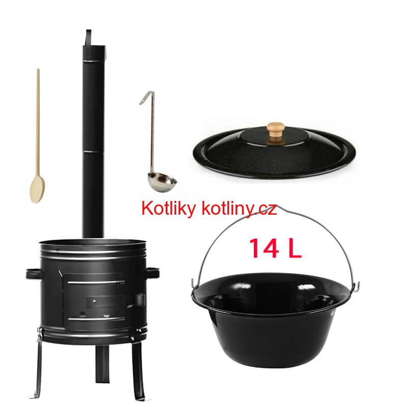 Smaltovaný kotlík 14 L + kovová kotlina 36 KOV