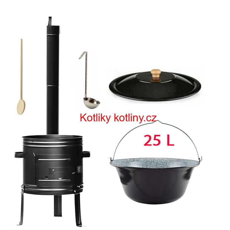Smaltovaný kotlík 25 L + kovová kotlina 42 KOV