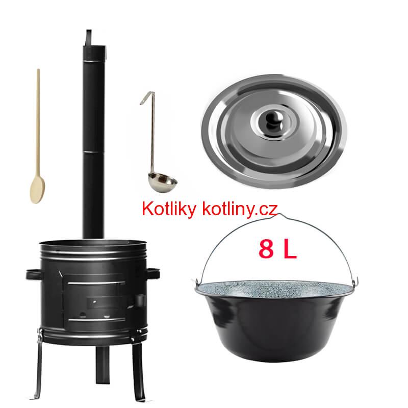 Smaltovaný kotlík 8 L + kovová kotlina 31 KOV