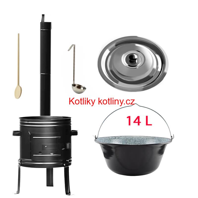 Smaltovaný kotlík 14 L + kovová kotlina 36 KOV