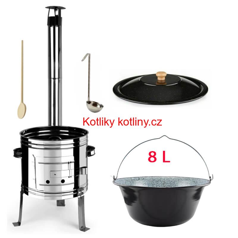 Smaltovaný kotlík 8 L + nerezová kotlina 31 INOX