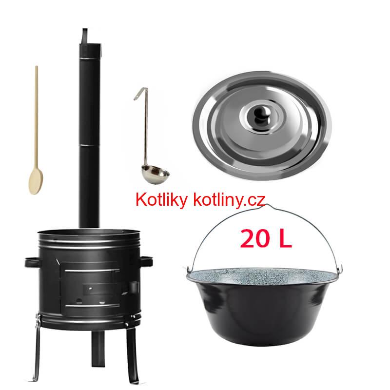 Smaltovaný kotlík 20 L + kovová kotlina 42 KOV