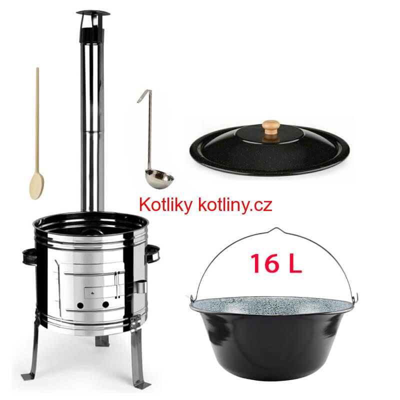 Smaltovaný kotlík 16 L + nerezová kotlina 39 INOX