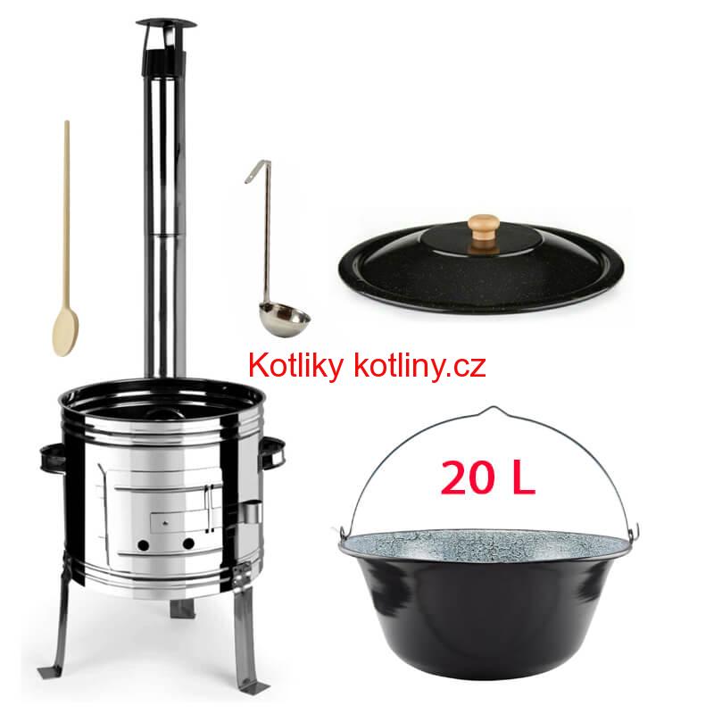 Smaltovaný kotlík 20 L + nerezová kotlina 42 INOX