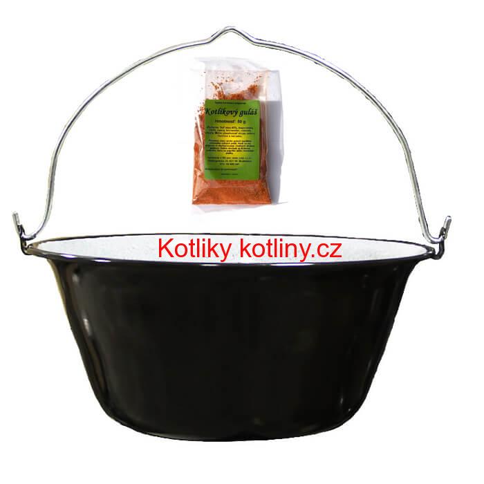 Smaltovaný kotlík 16 L + koření na kotlíkový guláš 50 g