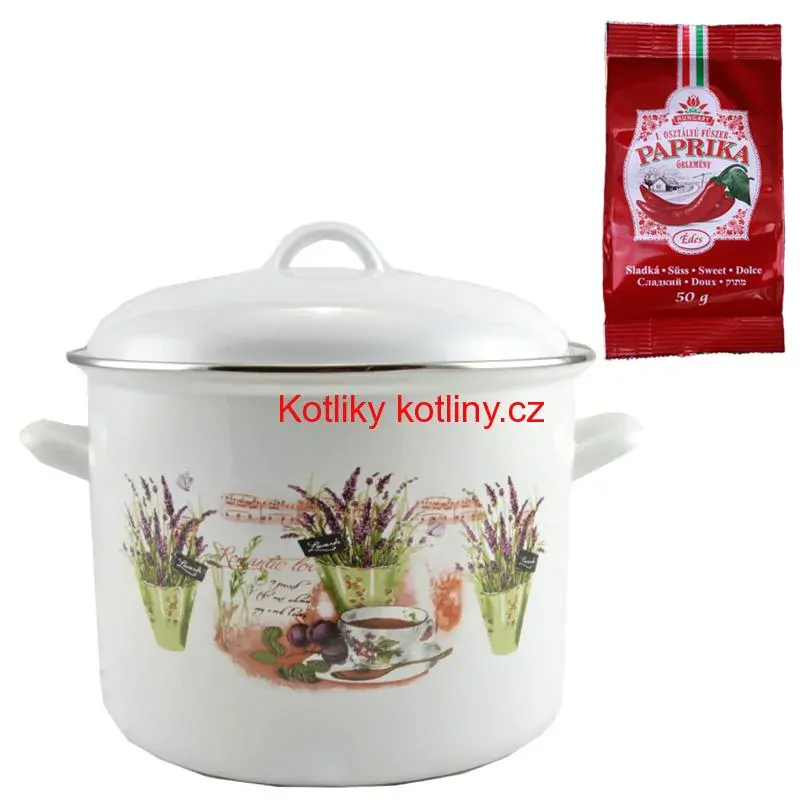 Smaltovaný hrnec s poklicí 10,4 L levandule + sladká paprika GURMÁN 50 g