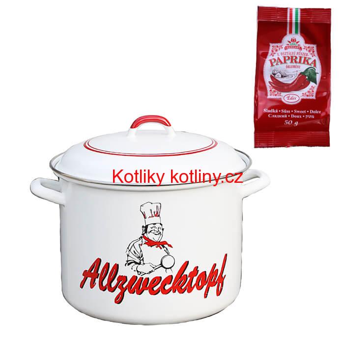 Smaltovaný hrnec s poklicí 13 L kuchař + sladká paprika GURMÁN 50 g