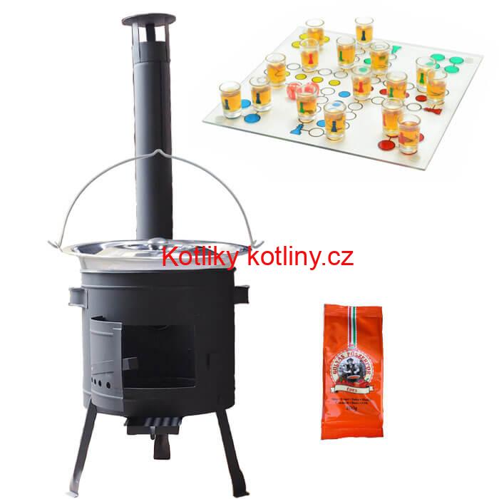 Nerezový kotlík 22 L (0,8 mm) + pepř + člověče pi už + nízká žáruvzdorná kotlina 42 PLUS 600