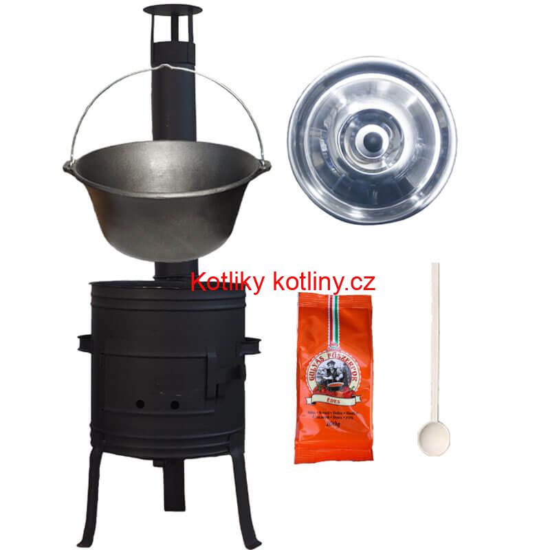 Litinový kotlík 10,8 L + kotlina 33 cm (1 mm) + žáruvzdorná barva Plus 700