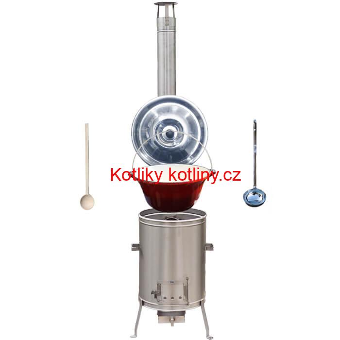 Litinový kotlík se smaltovanou úpravou 10,8 L + Nerezová kotlina 33 LUX