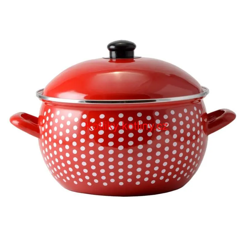 Smaltovaný hrnec 6 l červený 24 cm (tečkovaný)