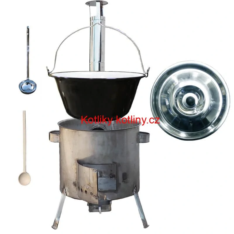 Smaltovaný kotlík 30 L (1,2 mm) + nerezová kotlina 45 cm (1,5 mm) STRONG CLASSIC