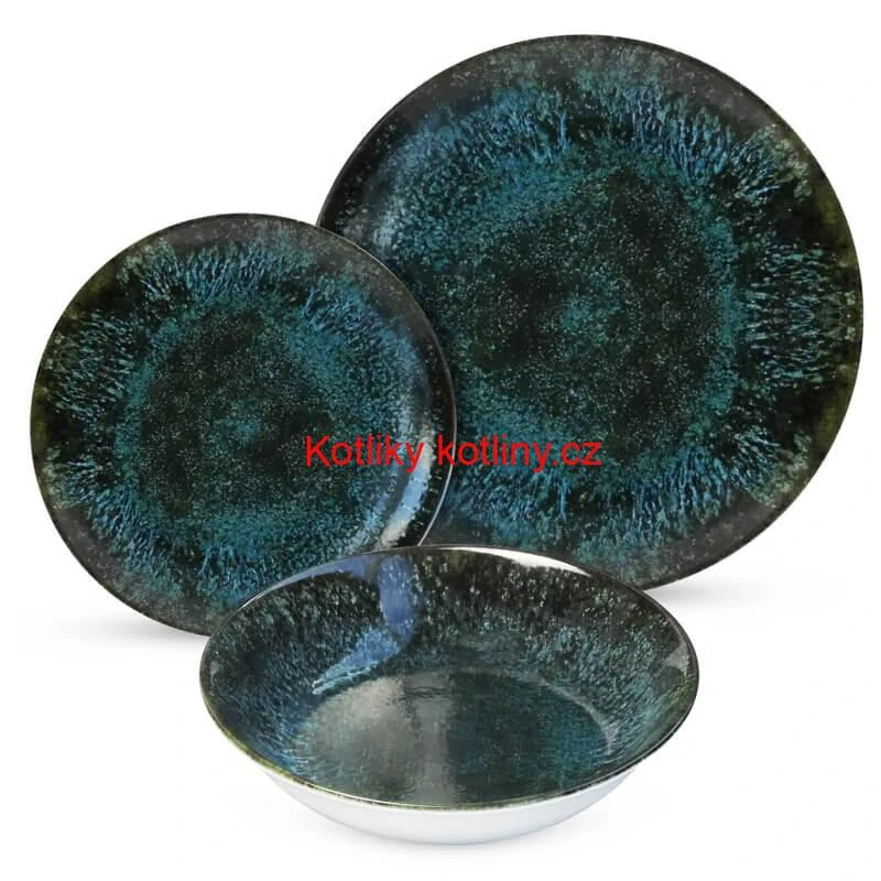 Souprava keramických talířů 18 ks BLACK