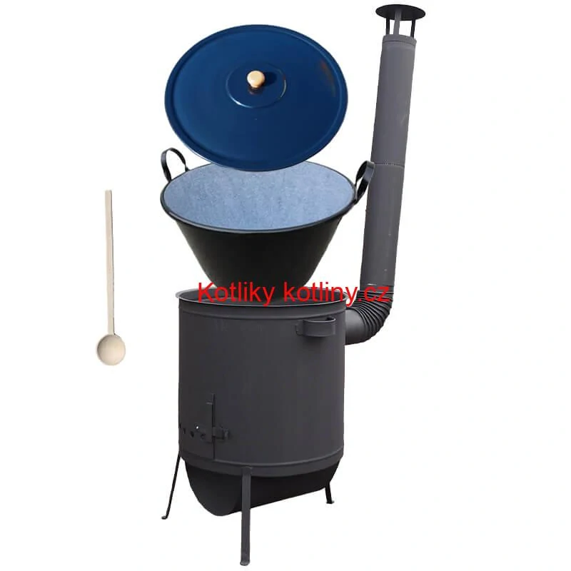 Smaltovaný kotel 70 L na zabijačku + žáruvzdorná kotlina 53 PLUS 600 4 MM + vařečka