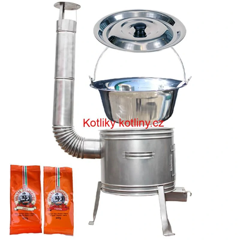 Nerezový kotlík 20 L (1,2 mm) INOX + Nerezová kotlina 42 INOX + paprikový pepř na guláš - MIX 100 g
