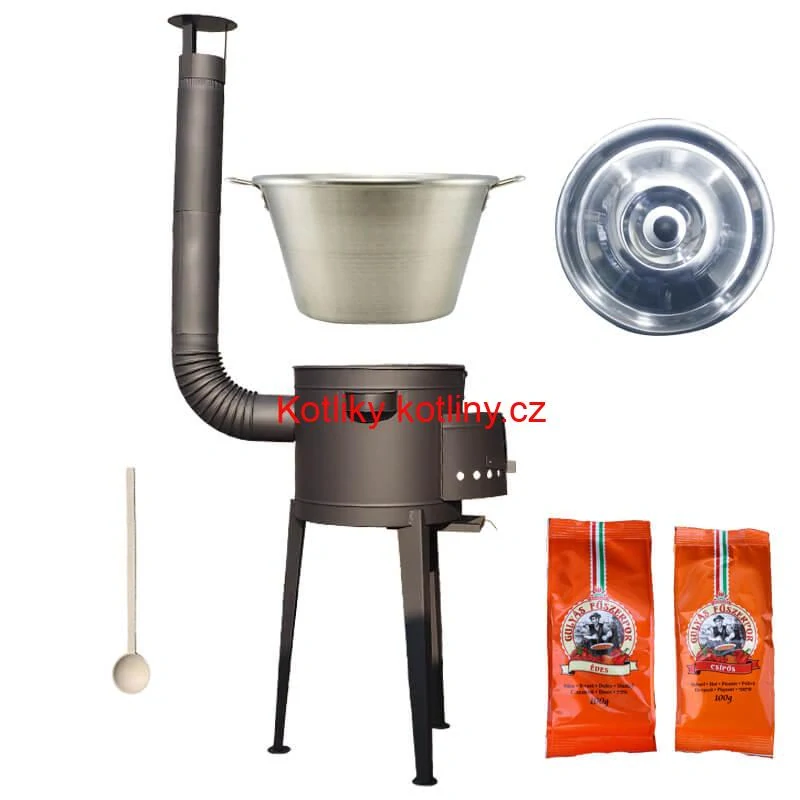 Nerezový kotel 40 L + vysoká kotlina 47 cm (2,0 mm) HODO Plus 600 + paprikové koření na guláš