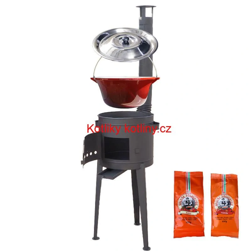 Litinový kotlík se smaltovanou úpravou 22 L + vysoká kotlina 42 PLUS 600 + paprikový pepř na guláš - MIX 100 g