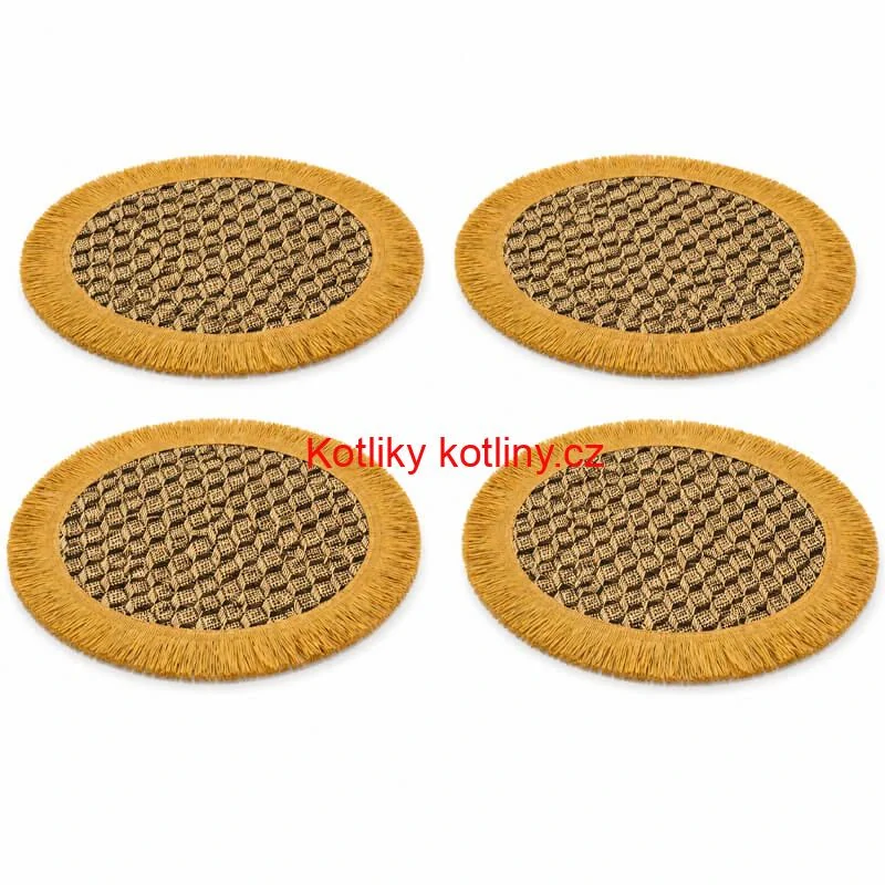 Přírodní podložky pod talíř se třásněmi 37 cm, 4 ks