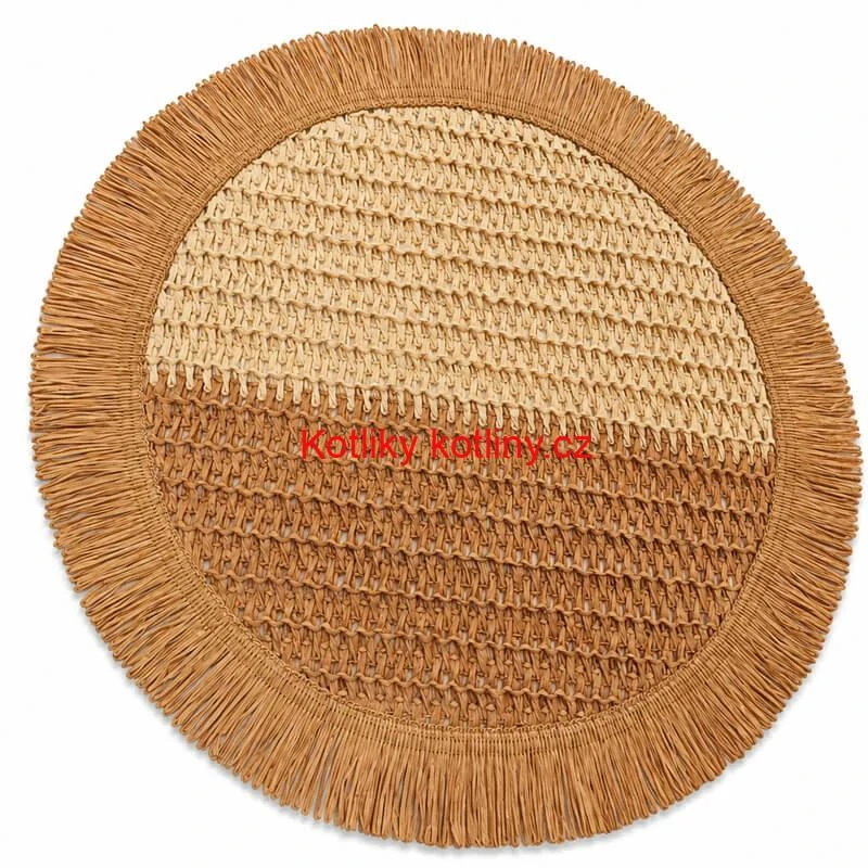 Kulatá přírodní podložka pod talíř se třásněmi 37 cm