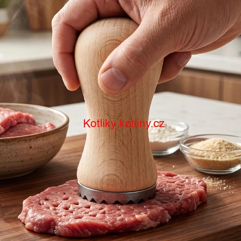 Ruční tlouček na maso s dřevěnou rukojetí