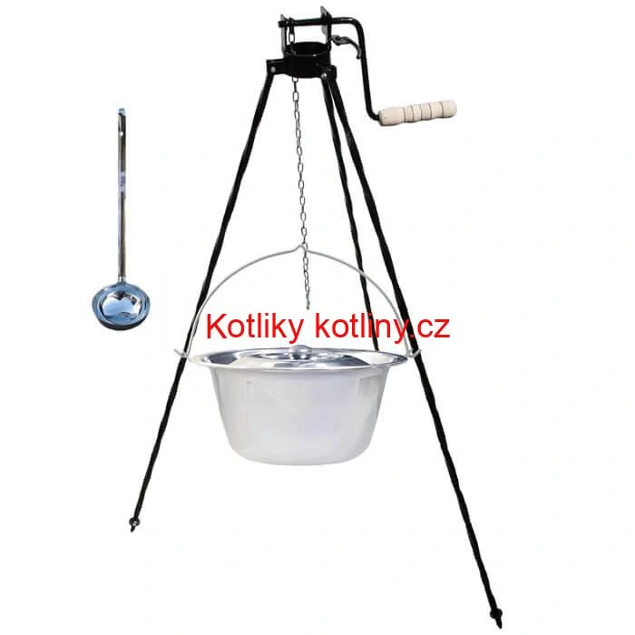 Nerezový kotlík 22 L (0,8 mm) + poklice + stojan s kladkou VAR