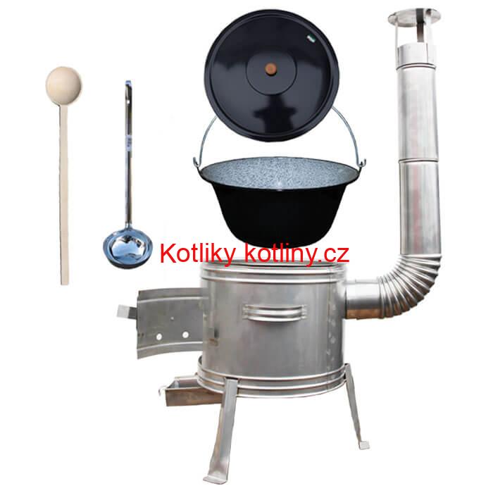 Smaltovaný kotlík 20 L + nerezová kotlina 42 cm TOPLUX