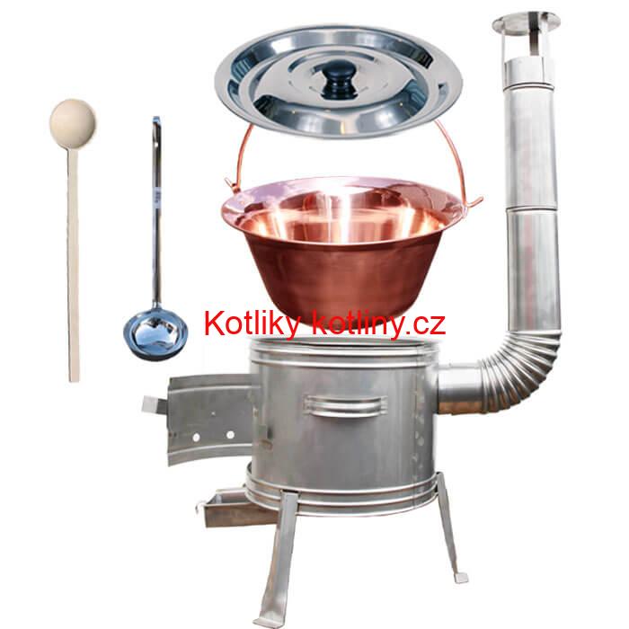 Měděný kotlík 20 L + nerezová kotlina 39 cm TOPLUX