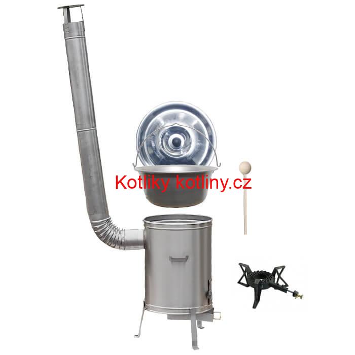 Nerezový kotlík 20 L (1,5 mm) + kotlina 42 cm + hořák LUX