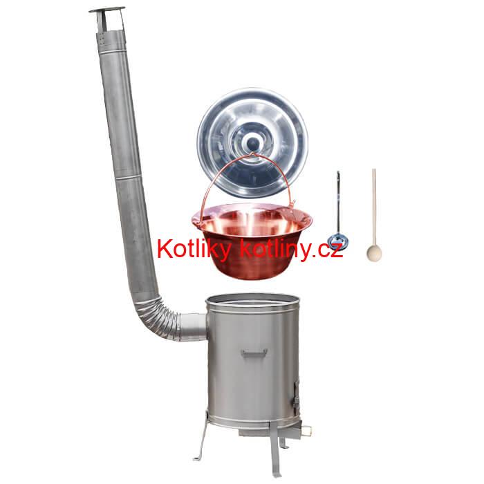 Měděný kotlík 20 L + nerezová kotlina 42 cm + LUX