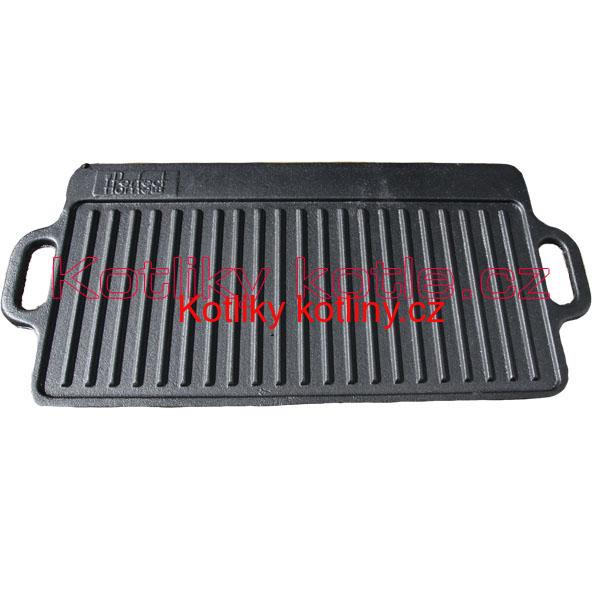 Kvalitní litinová deska na grilování a opékání - obdélník