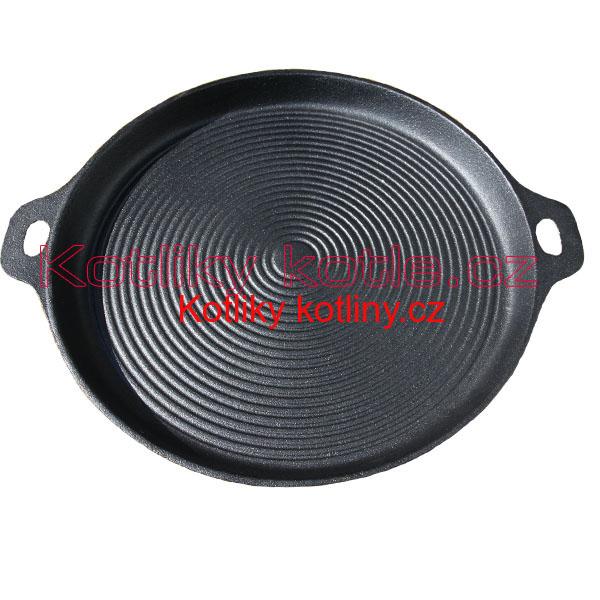 Kvalitní litinová deska na grilování a opékání - kulatá