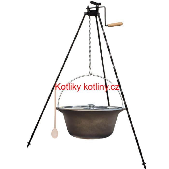 Litinový kotlík 22 L + stojan s kladkou VAR
