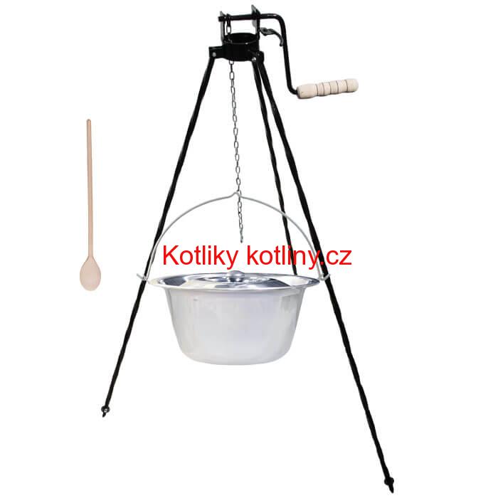 Nerezový kotlík 15 L (1,2 mm) + stojan s kladkou VAR