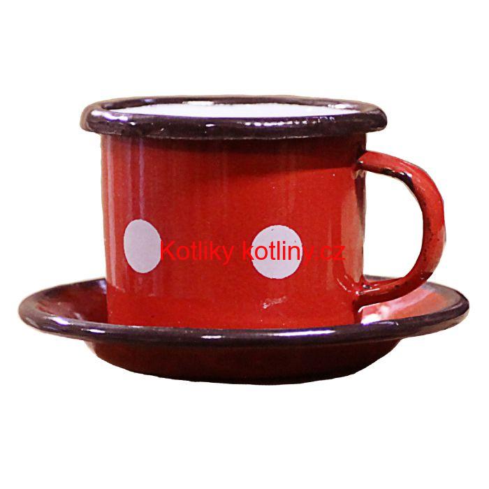 Smaltovaný šálek + podšálek