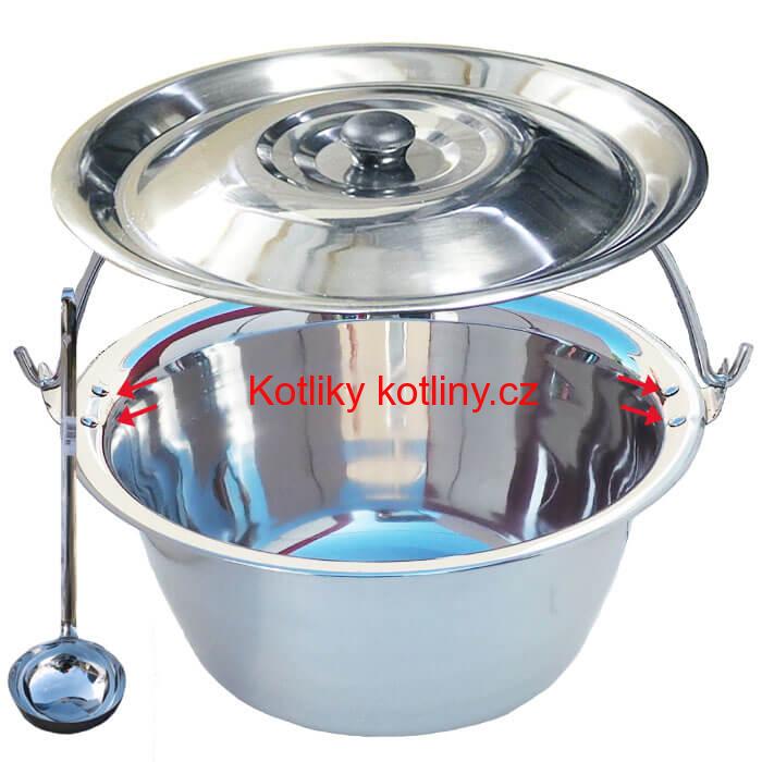 Nerezový kotlík 30 L (0,8 mm) + nerezová poklice