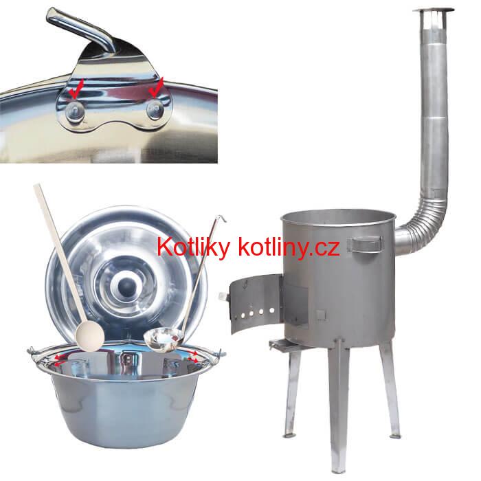 Zesílený nerezový kotlík 20 L + nerezová kotlina 42 cm LUXUS