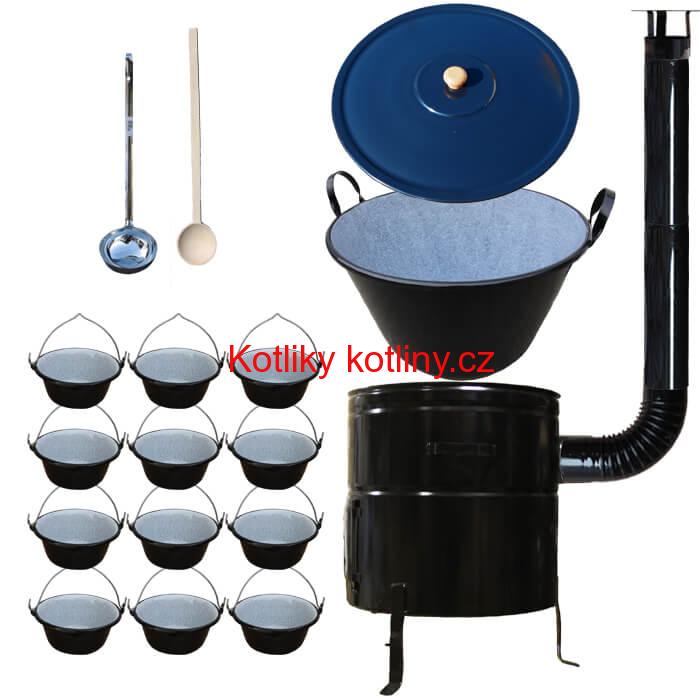 Smaltovaný kotel 50 L + servírovací kotlíky (12 ks) BIG PARTY