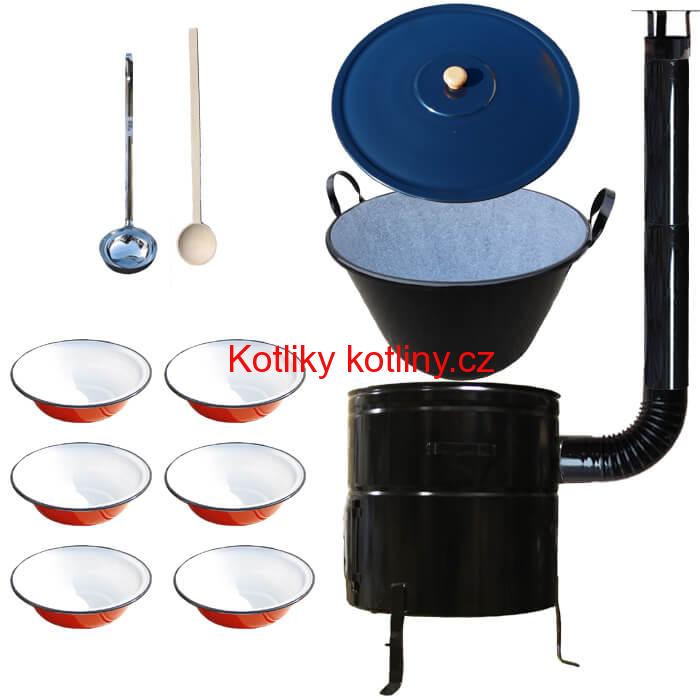 Smaltovaný kotel 50 L + smaltované talíře 6 ks BIG PARTY