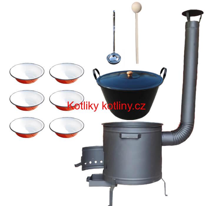 Smaltovaný kotel 70 L + smaltované talíře 6 ks PLUS 600